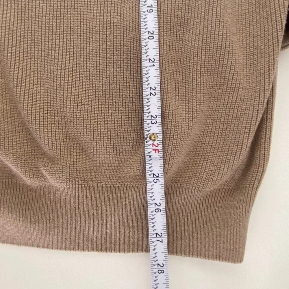 Zara Sweater Mens Medium Tan Ribbed Knit Crew Neck Raglan Minimalist Basic